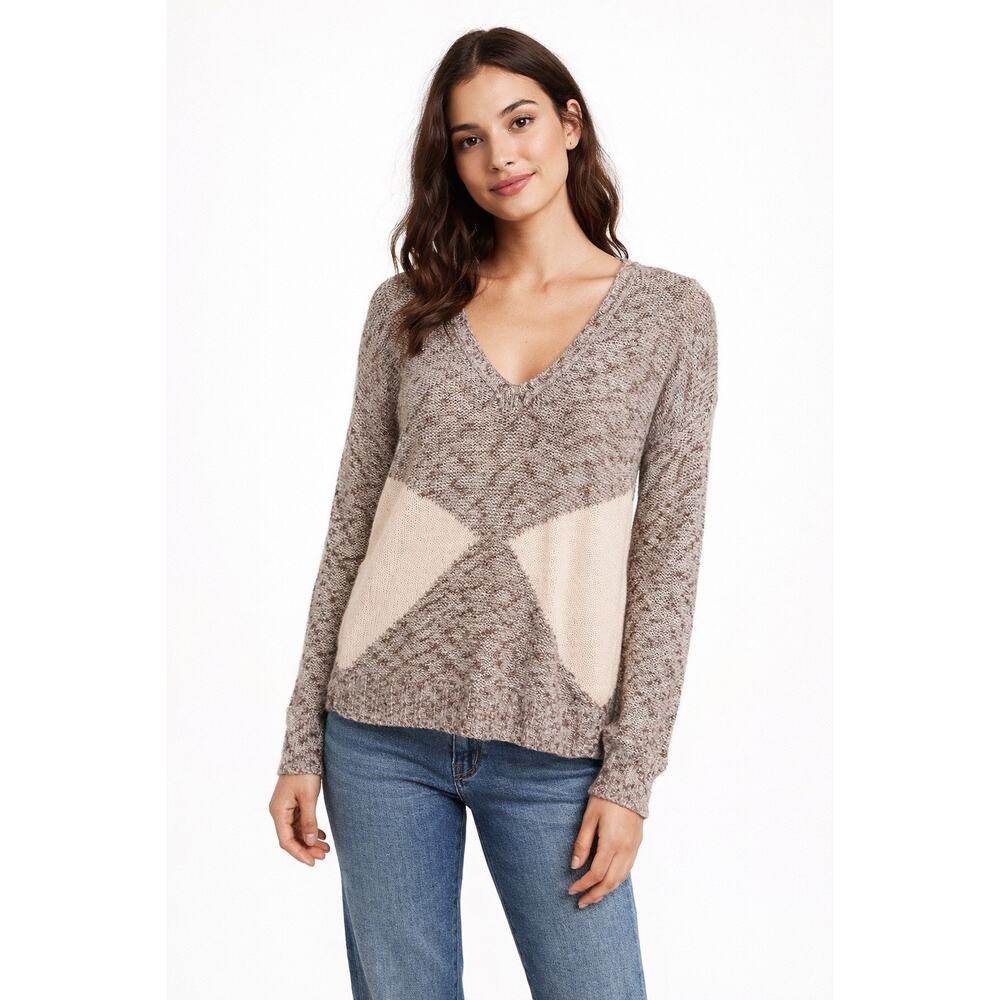 Wallace Madewell Womens Lightweight V Neck Sweater Beige Peach Preppy Academia M